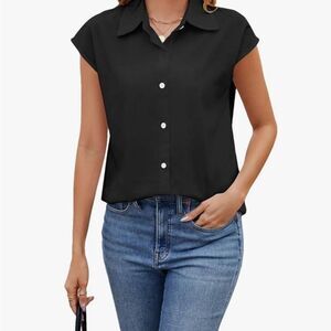 Black Button-Up Camp Skirt Women's Top sz XL